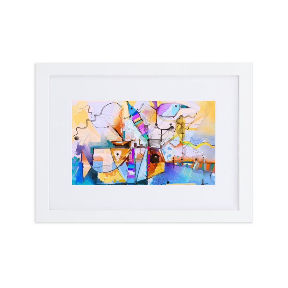 Bunte Fantasie - Poster im Rahmen mit Passepartout weiß / 21×30 cm artlia