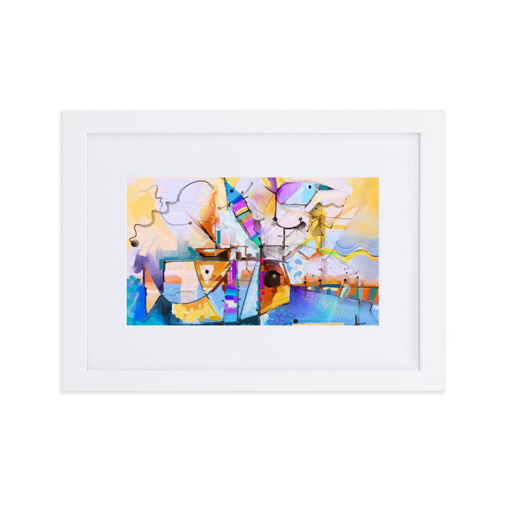 Bunte Fantasie - Poster im Rahmen mit Passepartout weiß / 21×30 cm artlia