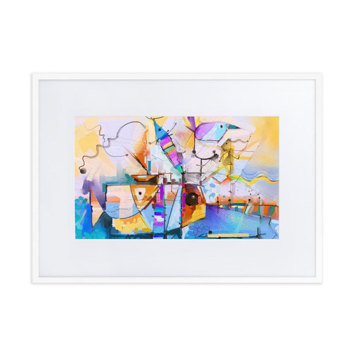 Bunte Fantasie - Poster im Rahmen mit Passepartout weiß / 50×70 cm artlia