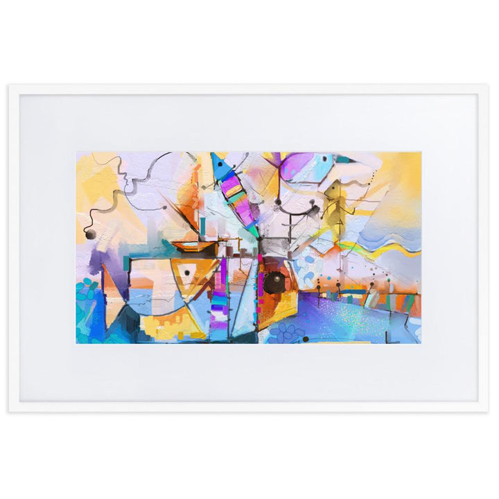 Bunte Fantasie - Poster im Rahmen mit Passepartout weiß / 61×91 cm artlia