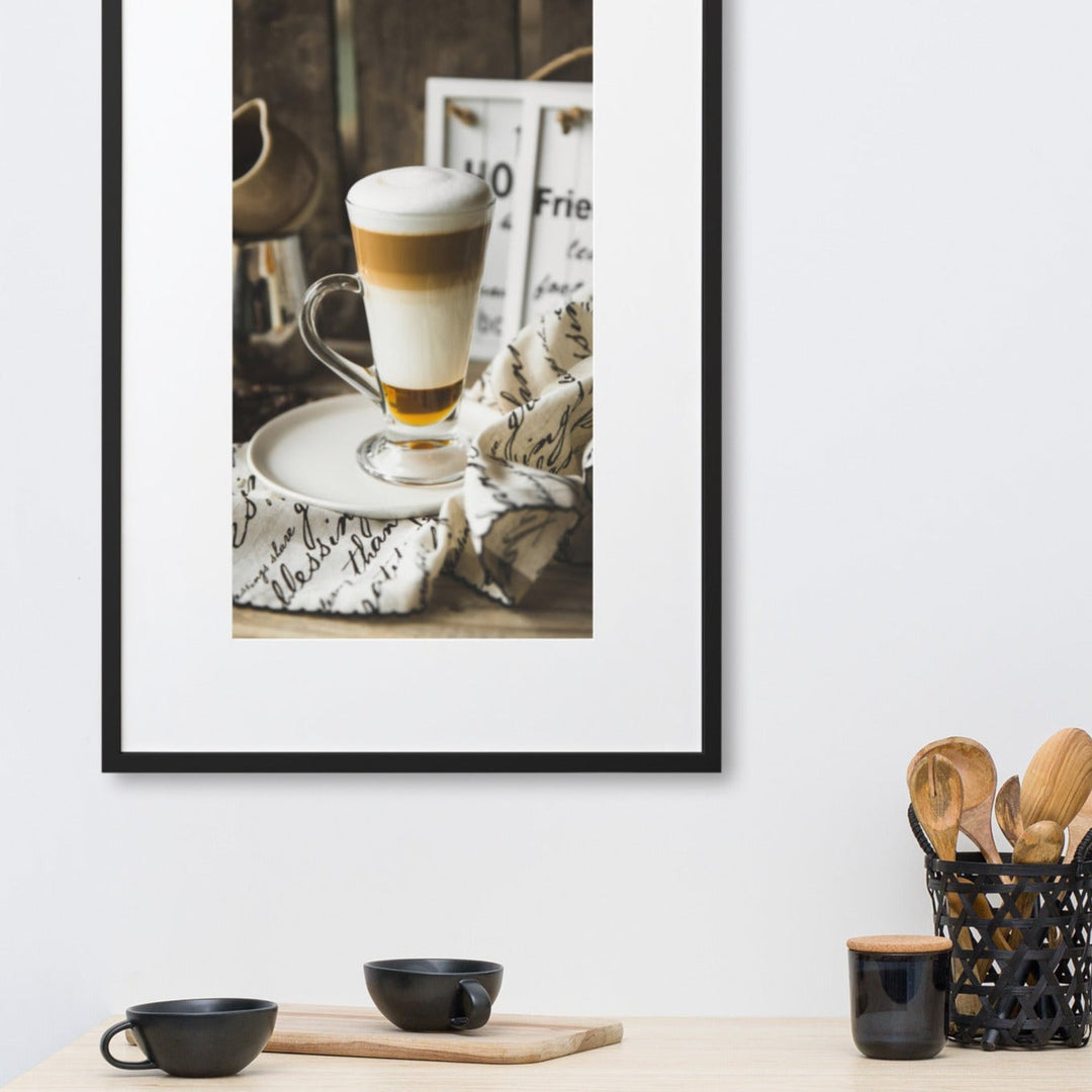 Café in Berlin - Poster im Rahmen mit Passepartout artlia