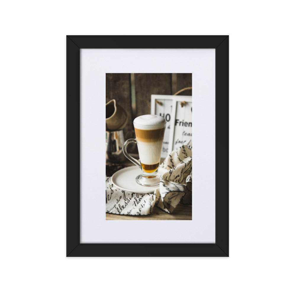Café in Berlin - Poster im Rahmen mit Passepartout Schwarz / 21×30 cm artlia