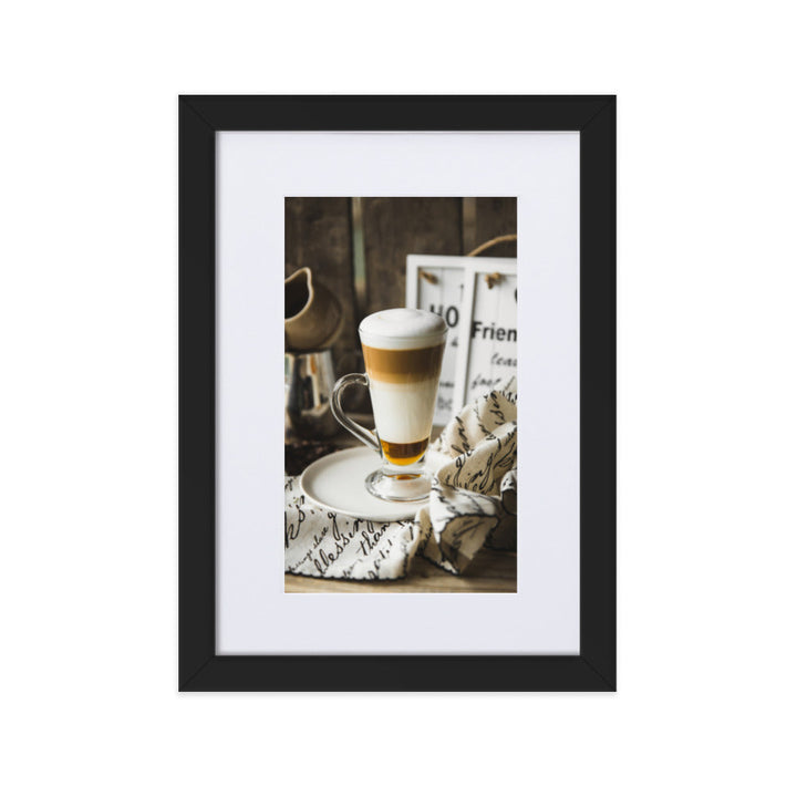 Café in Berlin - Poster im Rahmen mit Passepartout Schwarz / 21×30 cm artlia