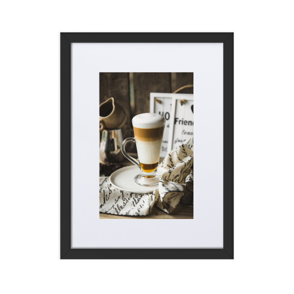Café in Berlin - Poster im Rahmen mit Passepartout Schwarz / 30×40 cm artlia
