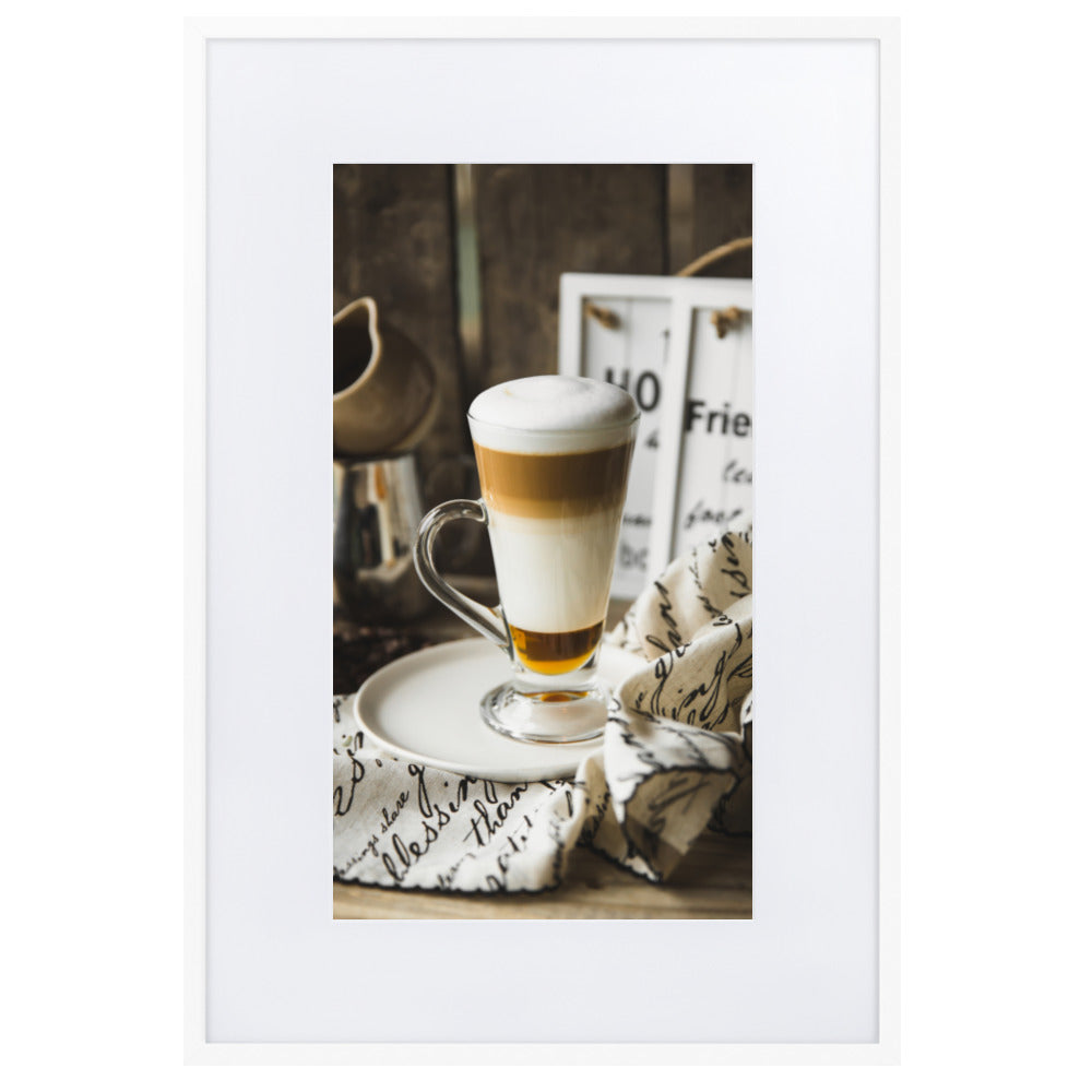 Café in Berlin - Poster im Rahmen mit Passepartout Weiß / 61×91 cm artlia