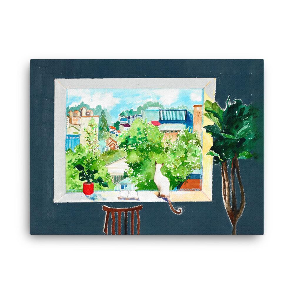 Die Katze, die Liebesgeschichten liest - Leinwand 30x41 cm artlia