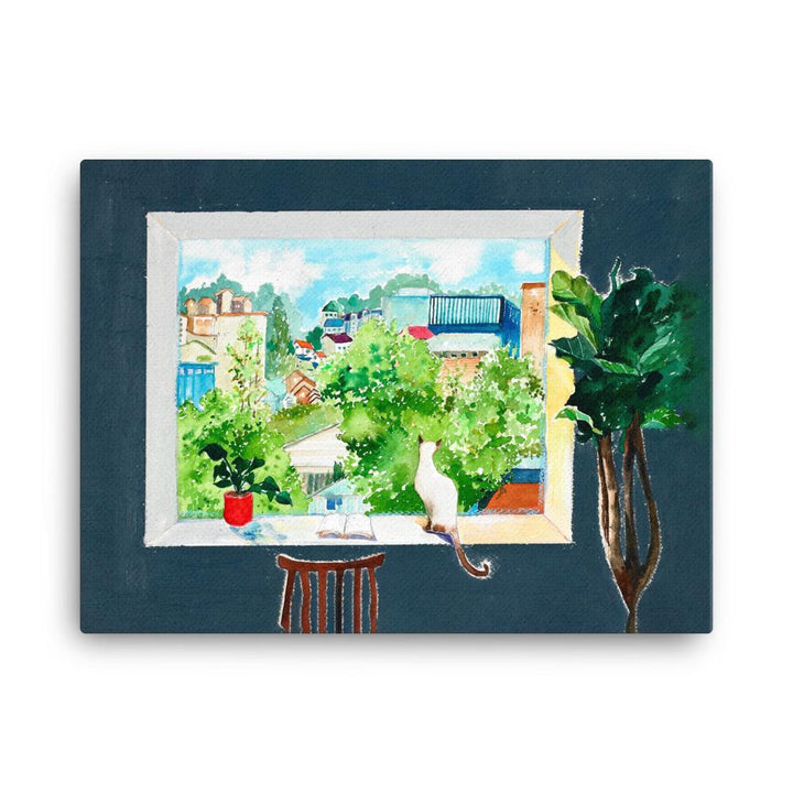 Die Katze, die Liebesgeschichten liest - Leinwand 30x41 cm artlia