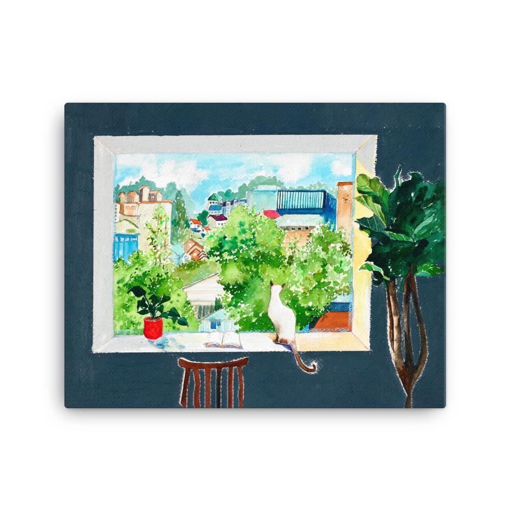 Die Katze, die Liebesgeschichten liest - Leinwand 41x51 cm artlia