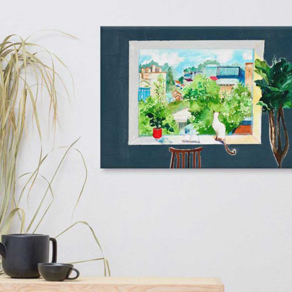 Die Katze, die Liebesgeschichten liest - Leinwand artlia