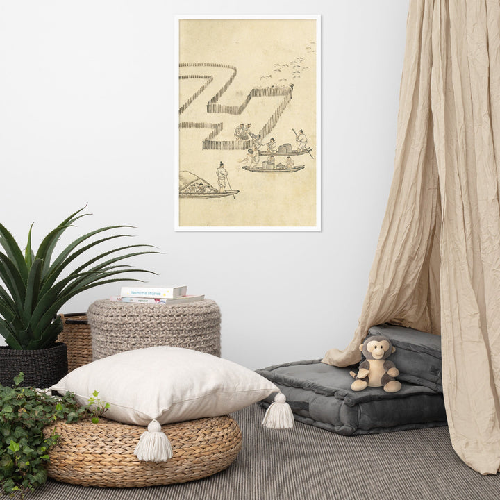 Fischfang, Kim Hong-do - Poster im Rahmen artlia