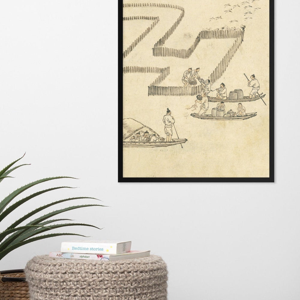 Fischfang, Kim Hong-do - Poster im Rahmen artlia