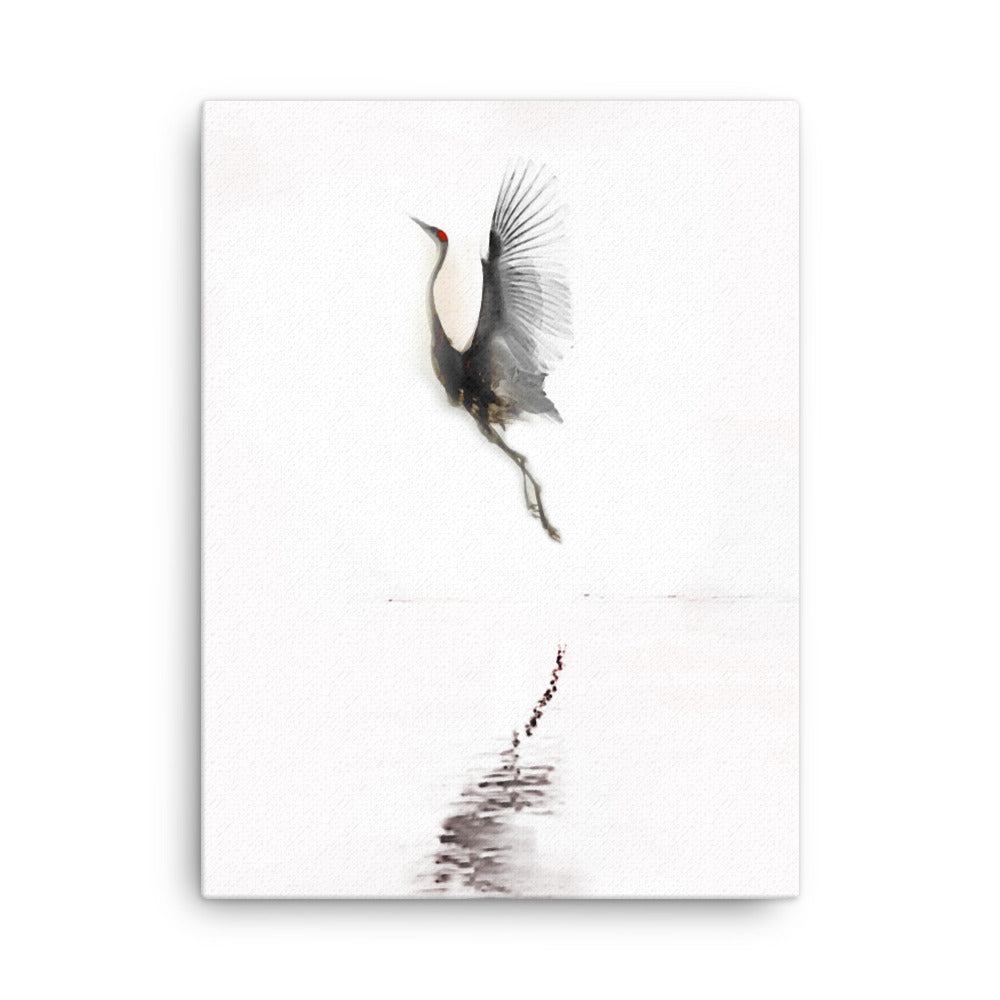 fliegender Kranich - Leinwand 30x41 cm artlia