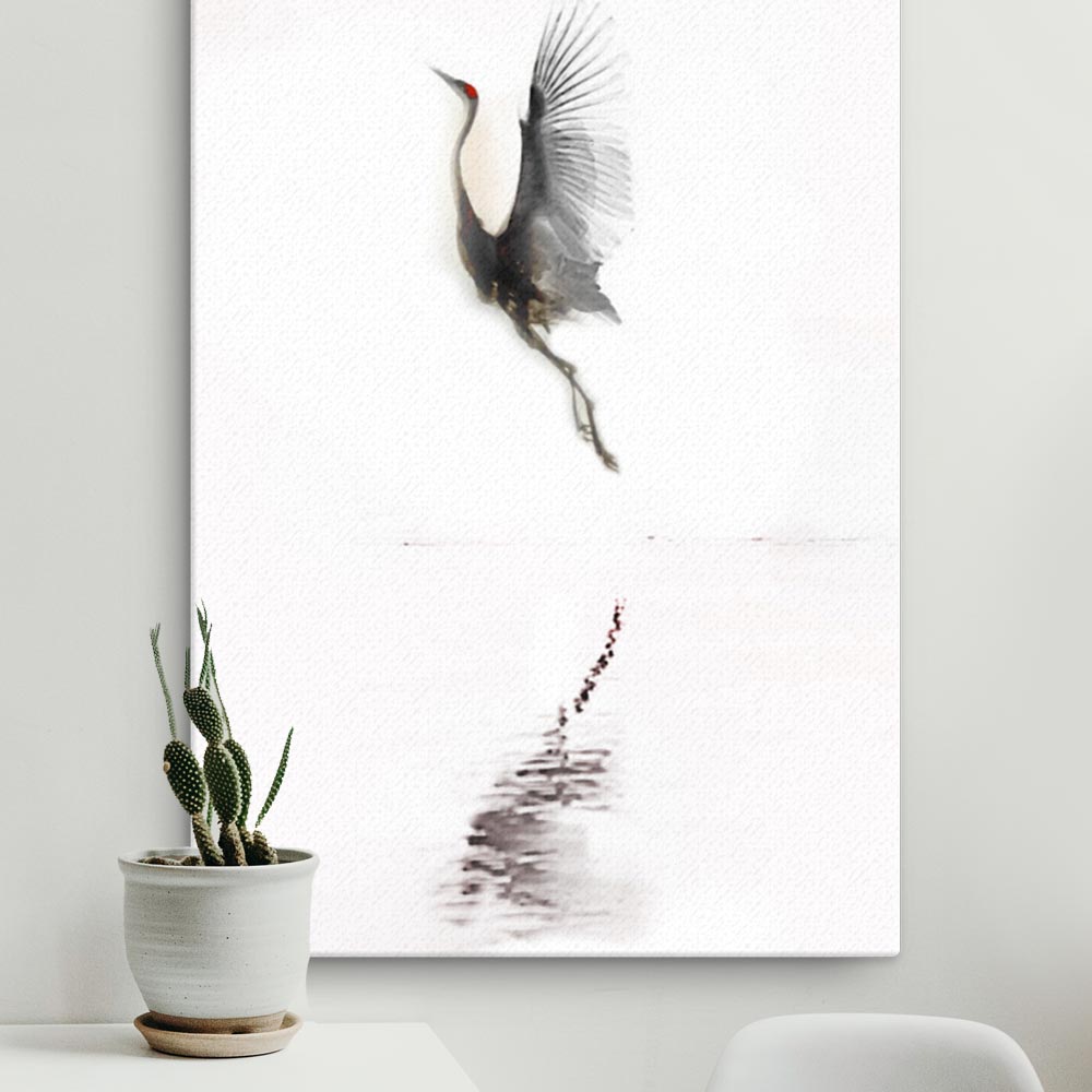 fliegender Kranich - Leinwand artlia