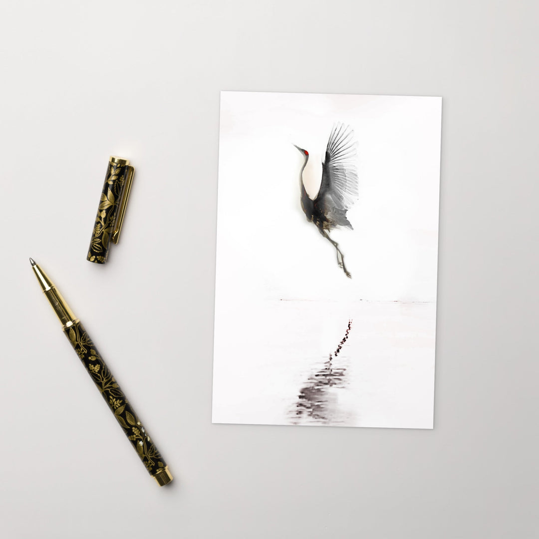 fliegender Kranich - Postkarte artlia