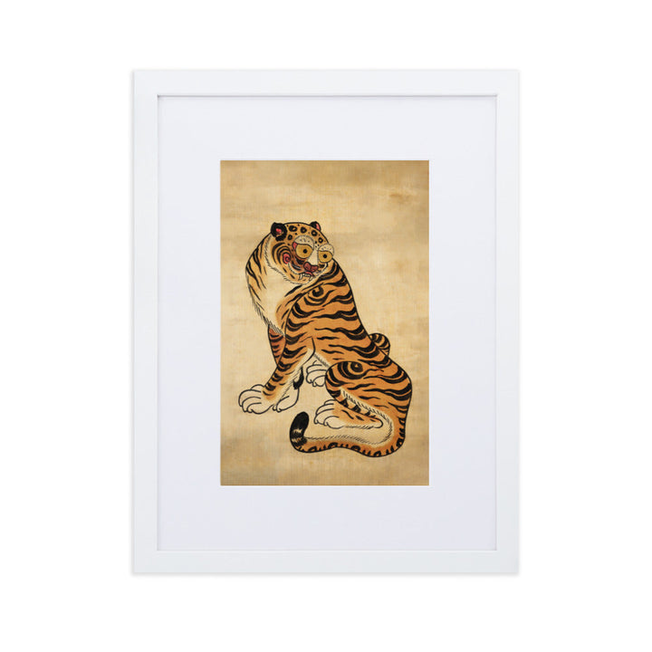 freundlicher Tiger - Poster im Rahmen mit Passepartout Weiß / 30×40 cm artlia