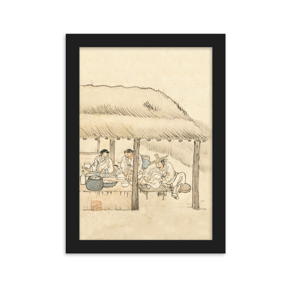 Gasthaus, Kim Hong-do - Poster im Rahmen Schwarz / 21×30 cm artlia