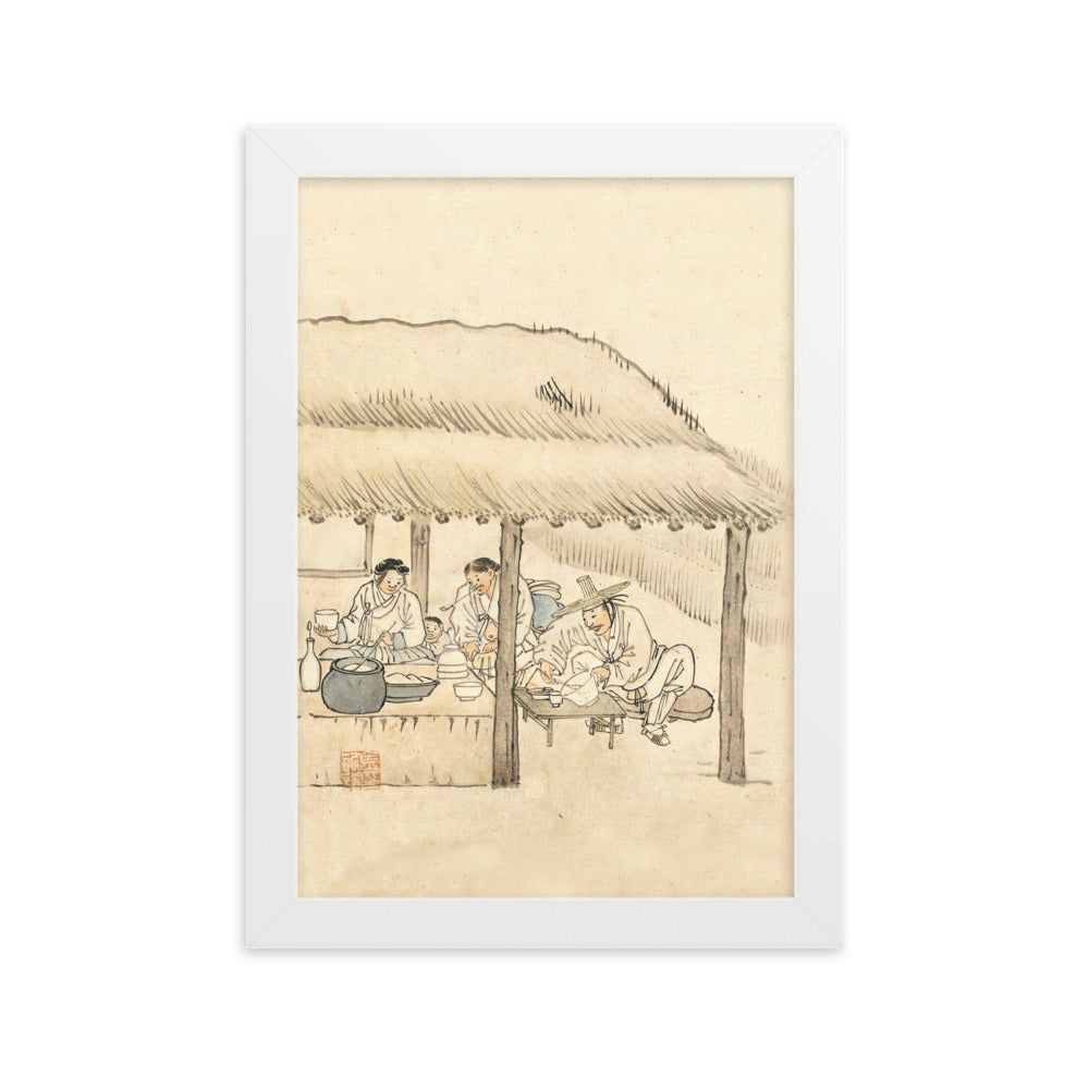 Gasthaus, Kim Hong-do - Poster im Rahmen Weiß / 21×30 cm artlia