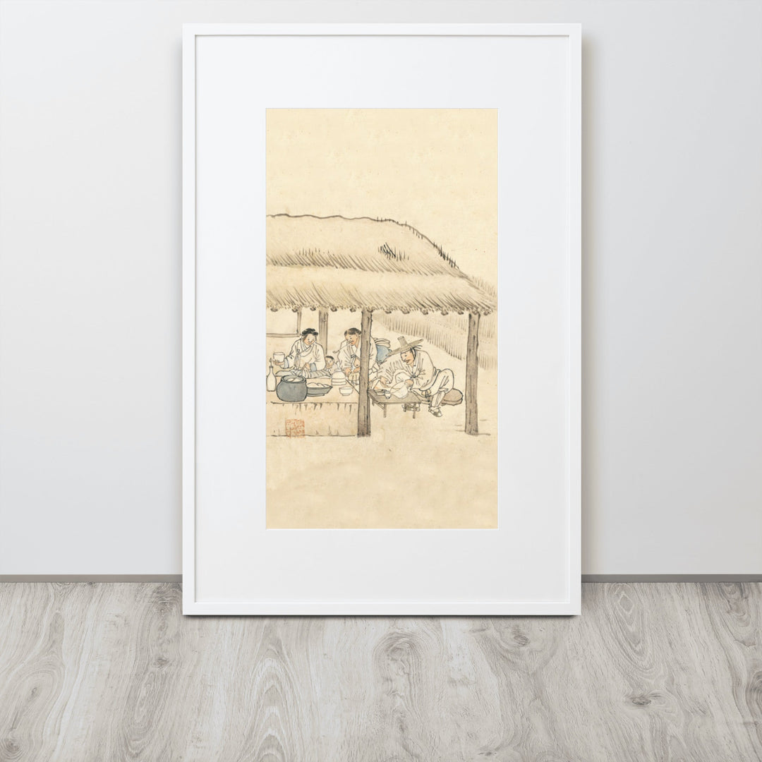 Gasthaus, Kim Hong-do - Poster im Rahmen mit Passepartout artlia