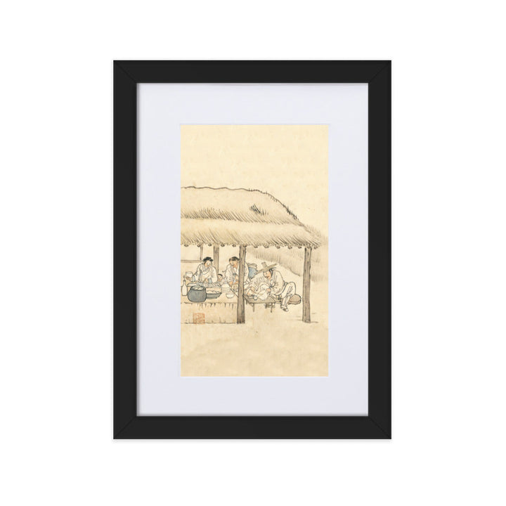 Gasthaus, Kim Hong-do - Poster im Rahmen mit Passepartout Schwarz / 21×30 cm artlia