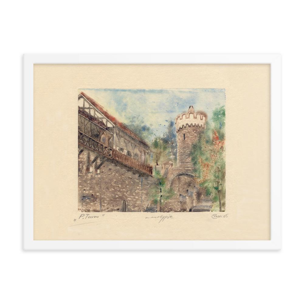 Jena Pulverturm - Poster im Rahmen weiß / 30x41 cm artlia