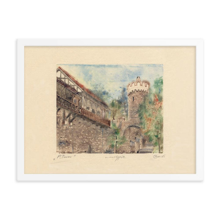Jena Pulverturm - Poster im Rahmen weiß / 30x41 cm artlia