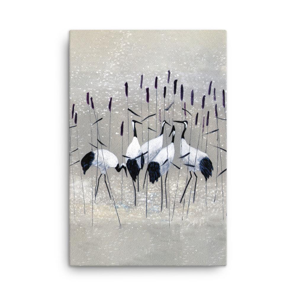 Kranichfamilie - Leinwand 61x91 cm artlia