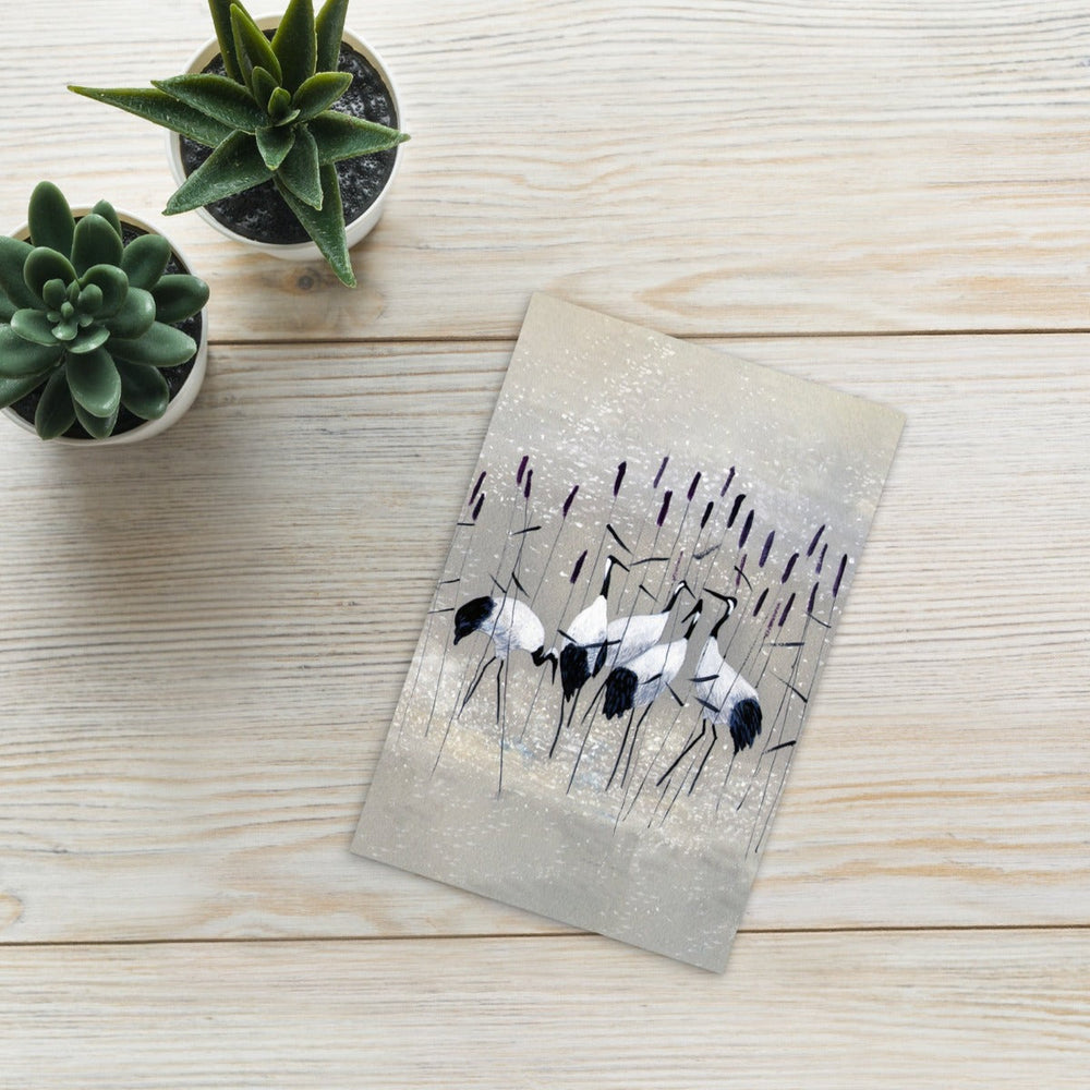 Kranichfamilie - Postkarte artlia