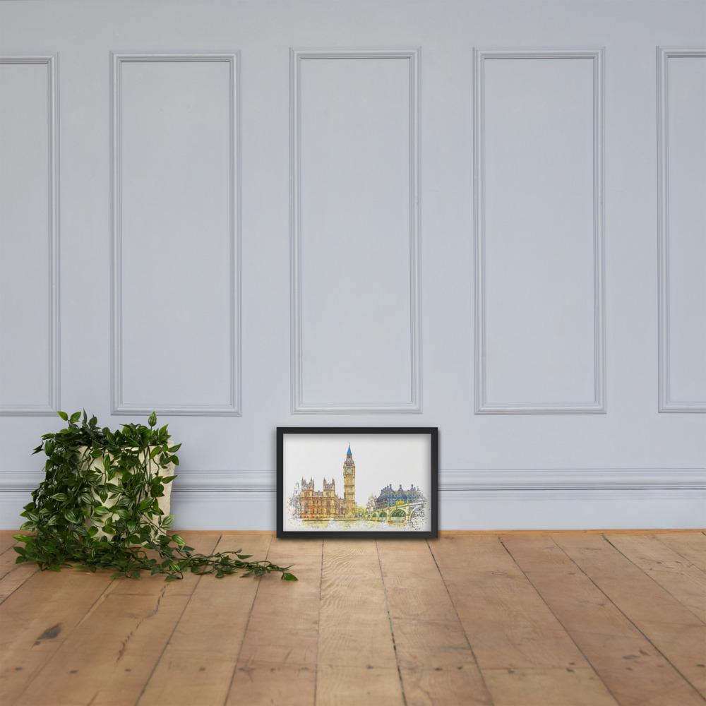 London in Orange - Poster im Rahmen artlia