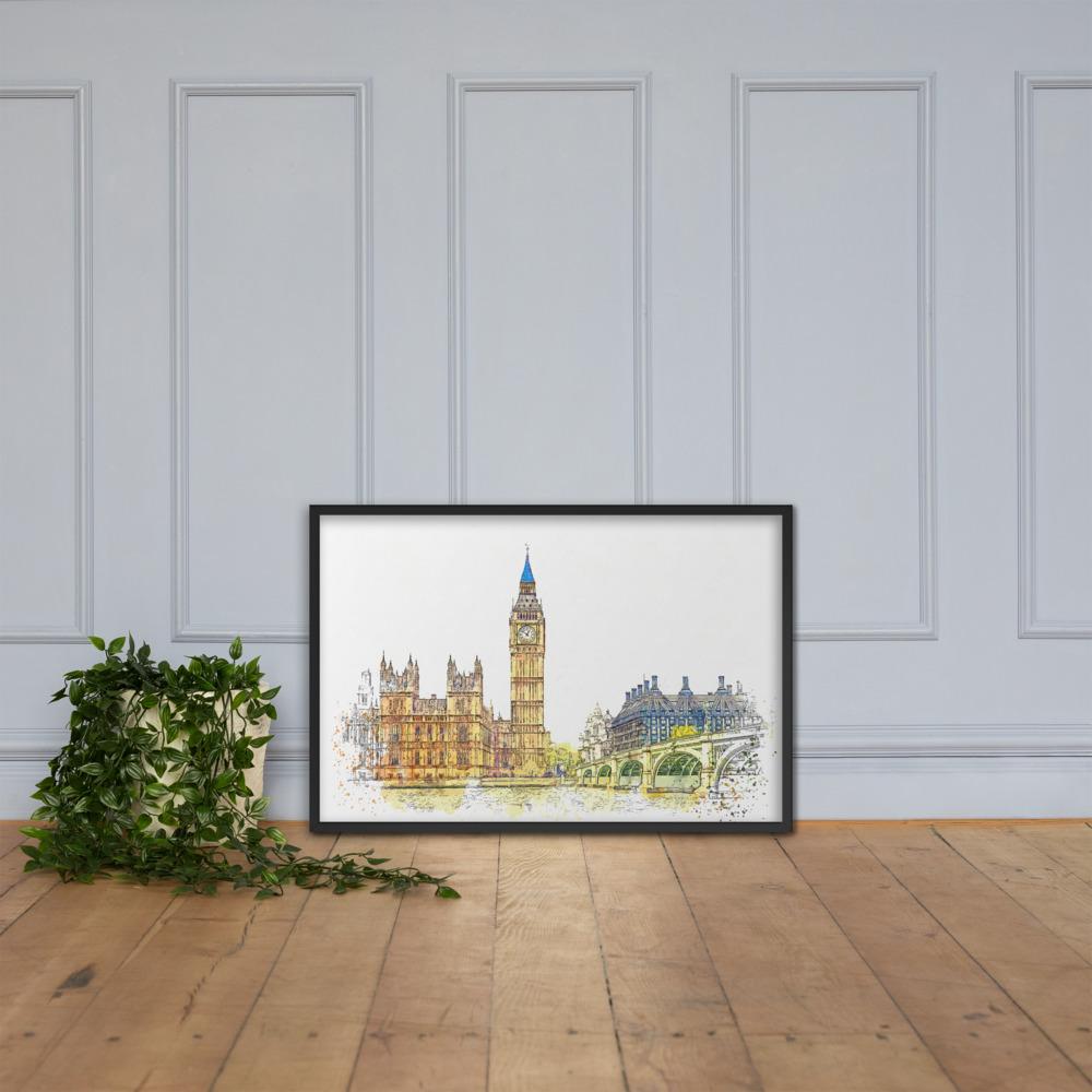 London in Orange - Poster im Rahmen artlia