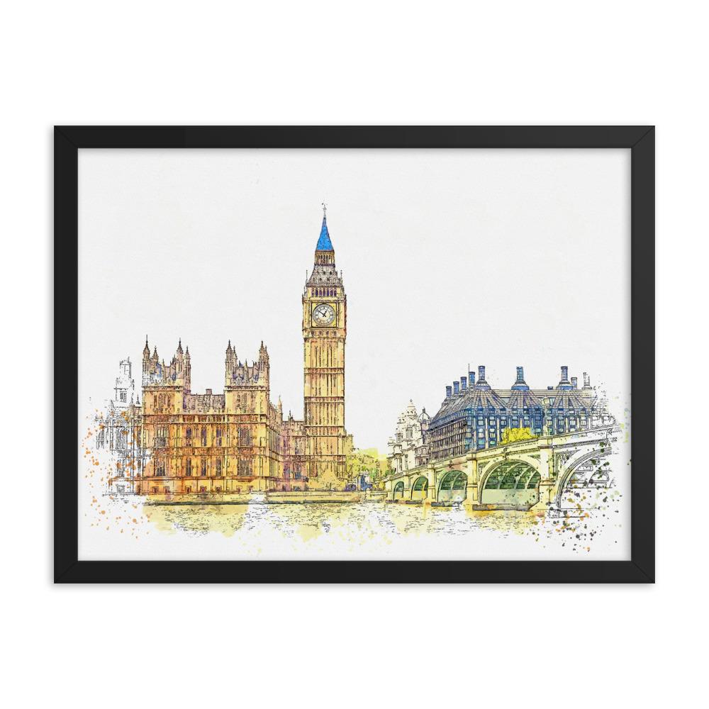 London in Orange - Poster im Rahmen artlia