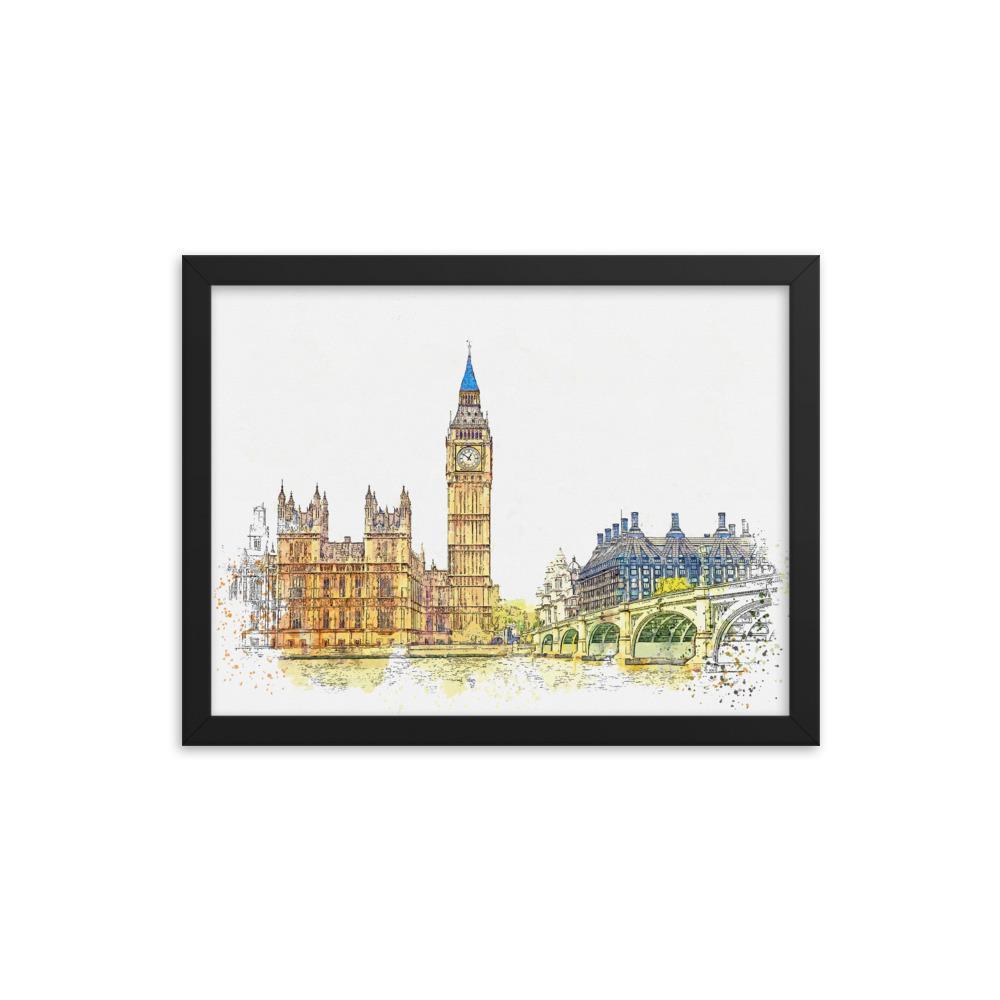 London in Orange - Poster im Rahmen schwarz / 30x41 cm artlia
