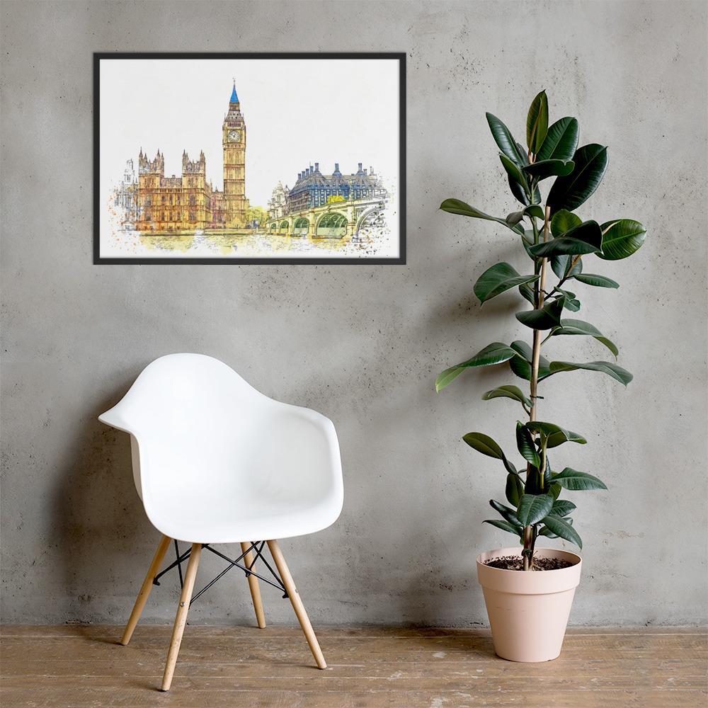 London in Orange - Poster im Rahmen schwarz / 61x91 cm artlia