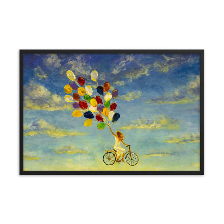 Luftballons am Himmel - Poster im Rahmen artlia