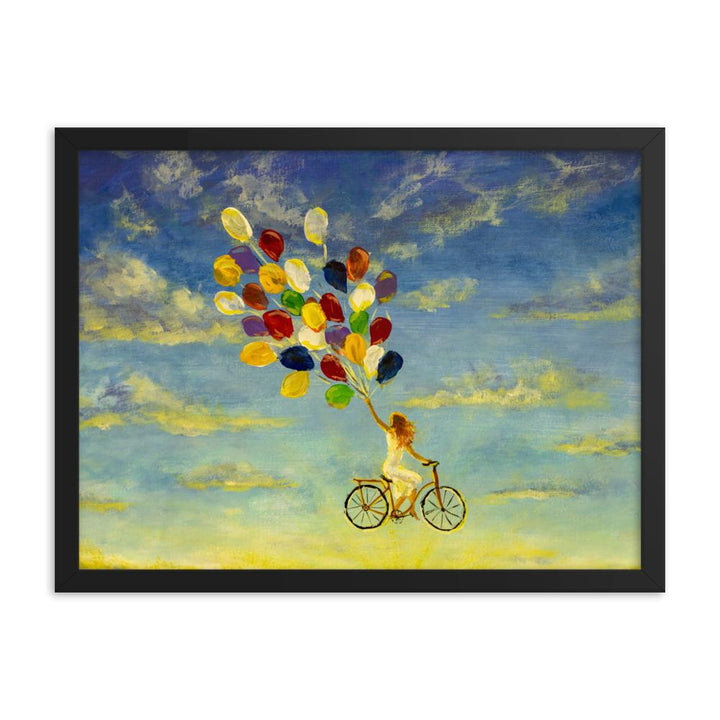 Luftballons am Himmel - Poster im Rahmen schwarz / 30x41 cm artlia
