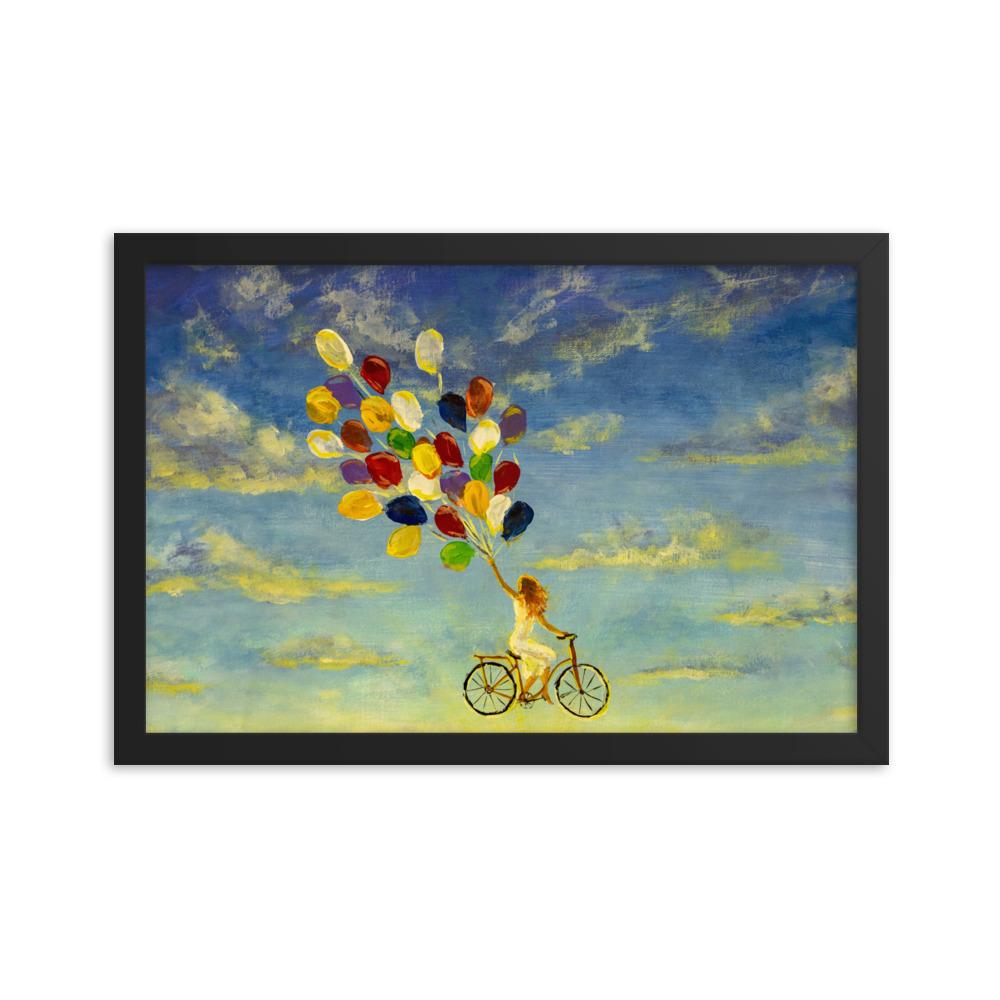 Luftballons am Himmel - Poster im Rahmen schwarz / 30x45 cm artlia