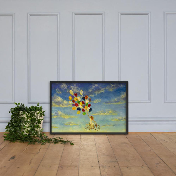 Luftballons am Himmel - Poster im Rahmen schwarz / 61x91 cm artlia