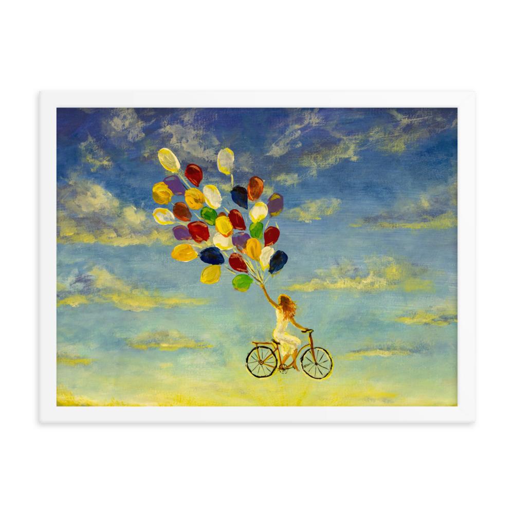 Luftballons am Himmel - Poster im Rahmen weiß / 30x41 cm artlia