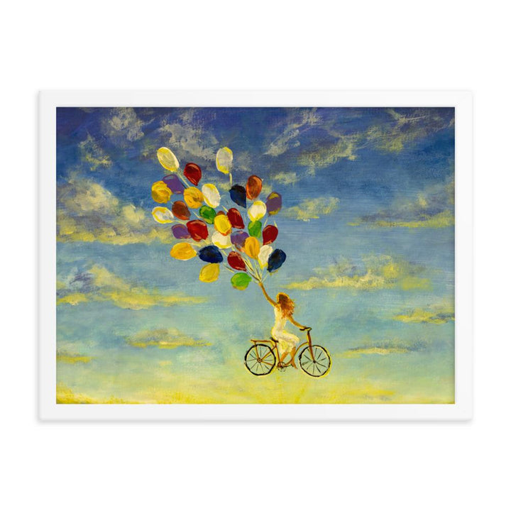 Luftballons am Himmel - Poster im Rahmen weiß / 30x41 cm artlia