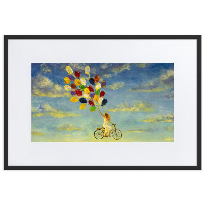 Luftballons am Himmel - Poster im Rahmen mit Passepartout schwarz / 61×91 cm artlia