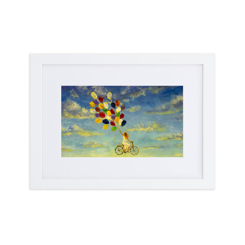 Luftballons am Himmel - Poster im Rahmen mit Passepartout weiß / 21×30 cm artlia