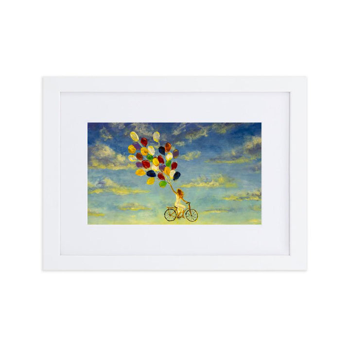 Luftballons am Himmel - Poster im Rahmen mit Passepartout weiß / 21×30 cm artlia