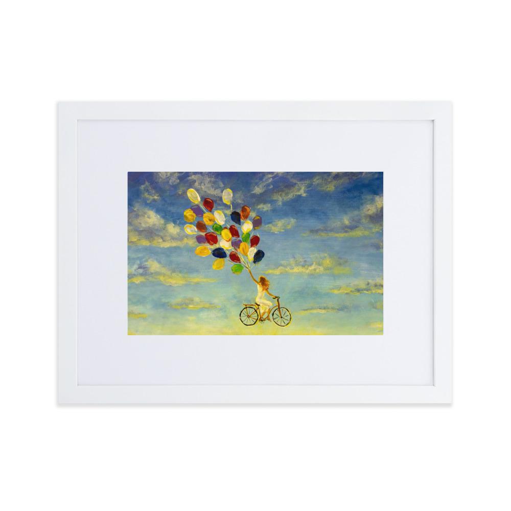 Luftballons am Himmel - Poster im Rahmen mit Passepartout weiß / 30×40 cm artlia