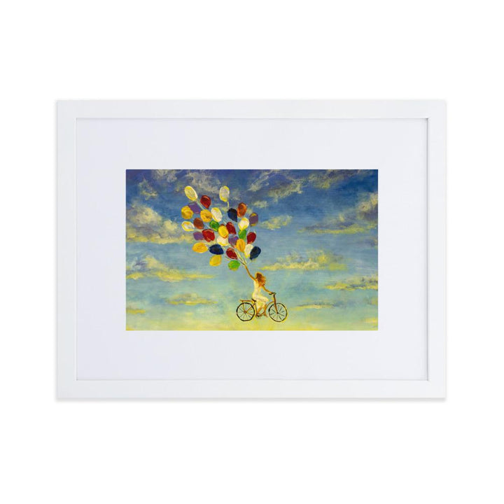 Luftballons am Himmel - Poster im Rahmen mit Passepartout weiß / 30×40 cm artlia