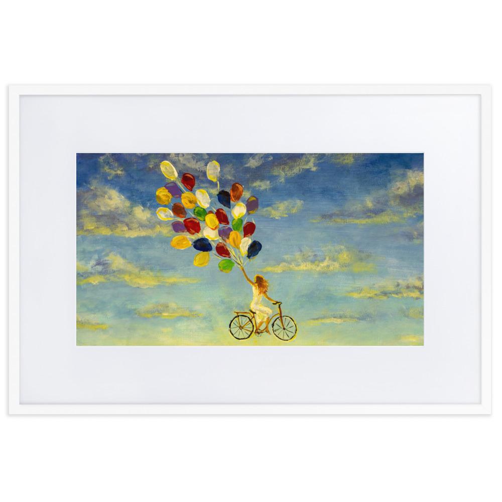 Luftballons am Himmel - Poster im Rahmen mit Passepartout weiß / 61×91 cm artlia