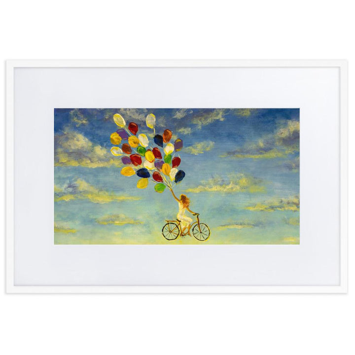 Luftballons am Himmel - Poster im Rahmen mit Passepartout weiß / 61×91 cm artlia