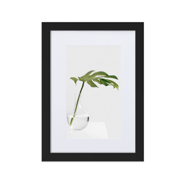 Palm in Vase - Poster im Rahmen mit Passepartout Schwarz / 21×30 cm artlia