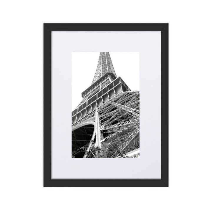 Paris Eiffel Tower - Poster im Rahmen mit Passepartout Schwarz / 30×40 cm artlia