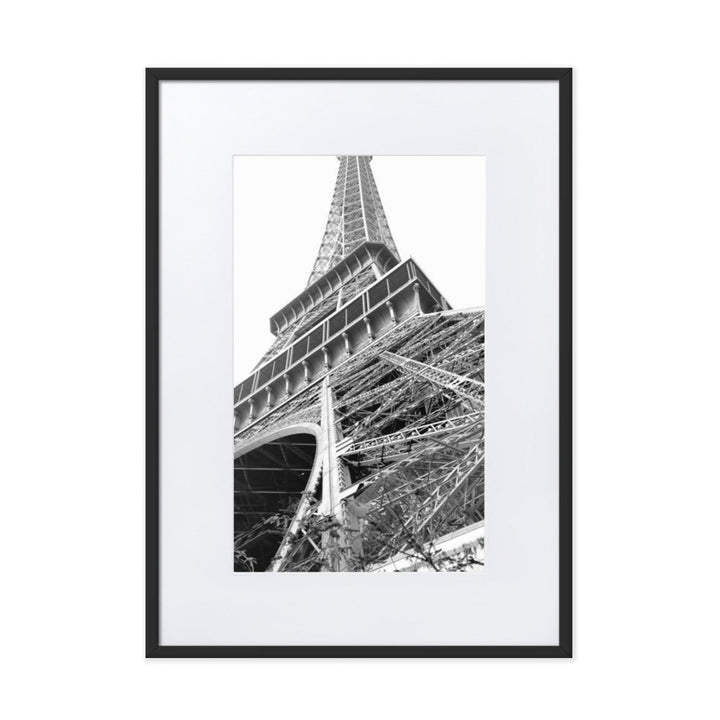 Paris Eiffel Tower - Poster im Rahmen mit Passepartout Schwarz / 50×70 cm artlia