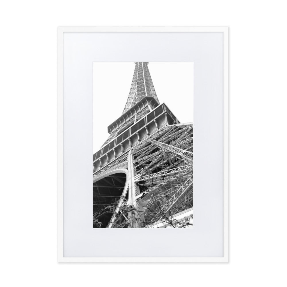Paris Eiffel Tower - Poster im Rahmen mit Passepartout Weiß / 50×70 cm artlia