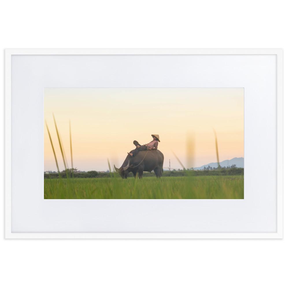 Peaceful Evening - Poster im Rahmen mit Passepartout Weiß / 61×91 cm artlia
